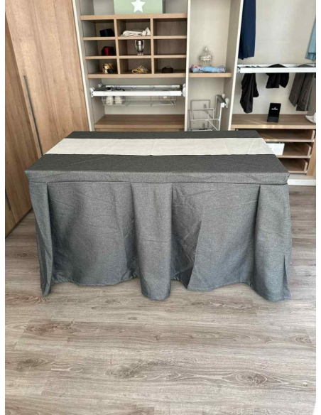 Pack Mesa + Ropa de Mesa Camilla Moderna Antimanchas color Marengo con Camino Gris Perla