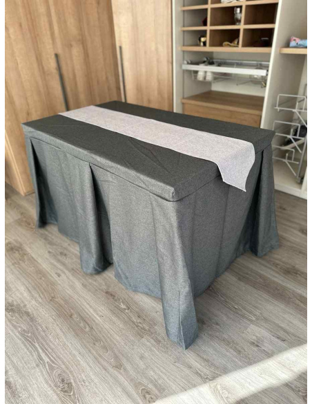 Pack Mesa + Ropa de Mesa Camilla Moderna Antimanchas color Marengo con Camino Gris Plata