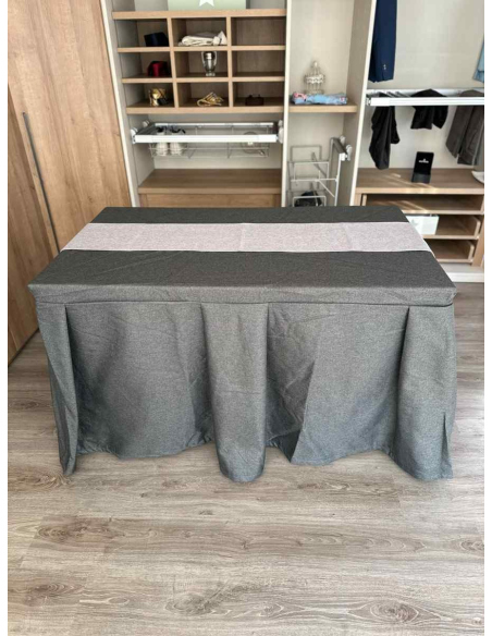 Pack Mesa + Ropa de Mesa Camilla Moderna Antimanchas color Marengo con Camino Gris Plata