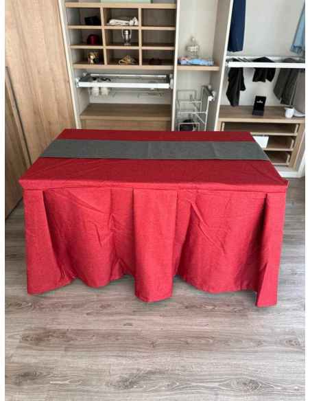 Pack Mesa + Ropa de Mesa Camilla Moderna Antimanchas color Rojo con Camino Marengo