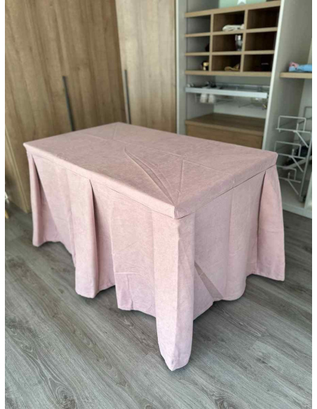 Pack Mesa + Ropa de Mesa Camilla Moderna Antimanchas color Rosa