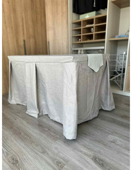 Pack Mesa + Ropa de Mesa Camilla Moderna Antimanchas color Visión con Camino Gris Perla