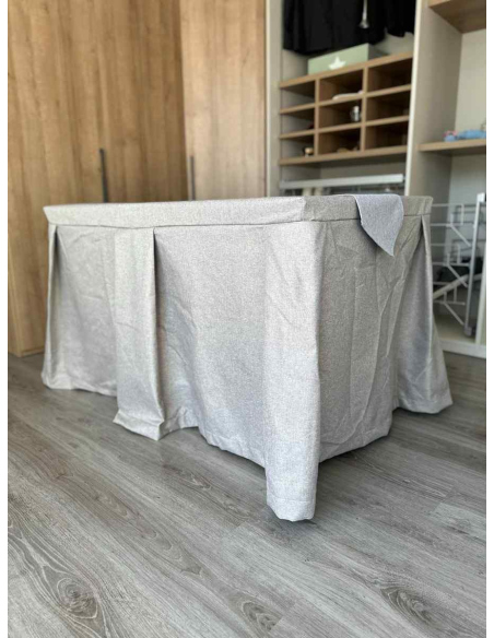 Pack Mesa + Ropa de Mesa Camilla Moderna Antimanchas color Visión con Camino Gris Plata