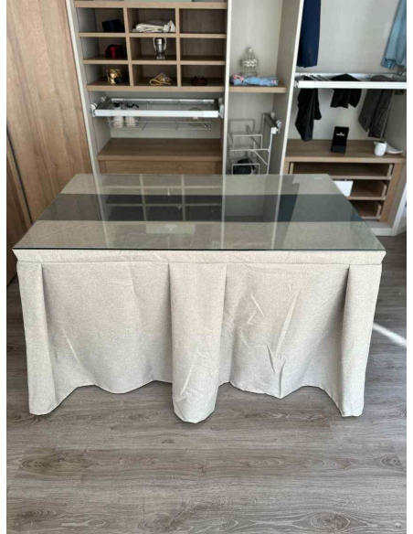 Ropa de Mesa Camilla Moderna Antimanchas color Beige con Camino Marengo