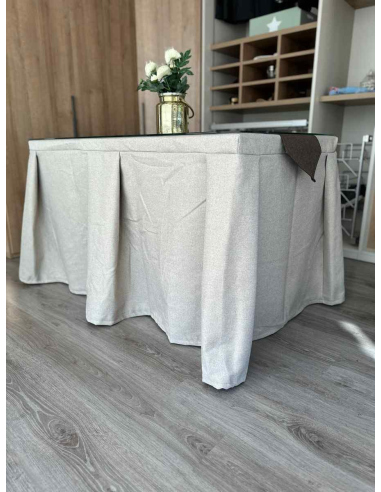 Ropa de Mesa Camilla Moderna Antimanchas color Beige con Camino Chocolate
