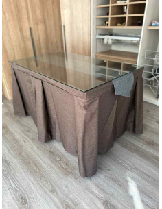 Ropa de Mesa Camilla Moderna Antimanchas color Chocolate con Camino Marengo