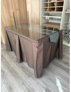 Ropa de Mesa Camilla Moderna Antimanchas color Chocolate con Camino Marengo