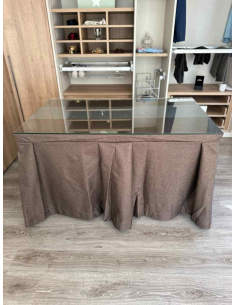 Ropa de Mesa Camilla Moderna Antimanchas color Chocolate con Camino Marengo 2