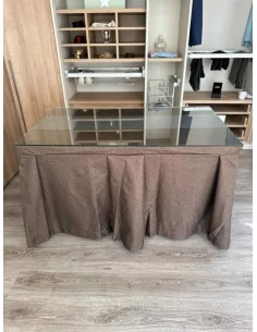 Ropa de Mesa Camilla Moderna Antimanchas color Chocolate con Camino Marengo 2