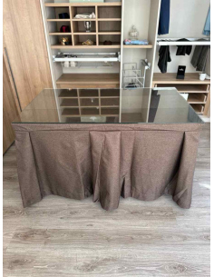 Ropa de Mesa Camilla Moderna Antimanchas color Chocolate con Camino Chocolate 2