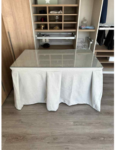 Ropa de Mesa Camilla Moderna Antimanchas color Gris Perla con Camino Gris Perla 2