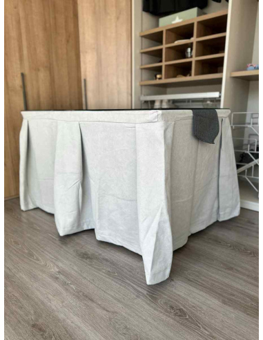 Ropa de Mesa Camilla Moderna Antimanchas color Gris Perla con Camino Marengo