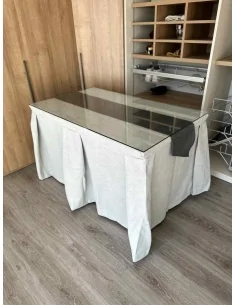 Ropa de Mesa Camilla Moderna Antimanchas color Gris Perla con Camino Marengo