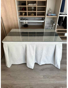 Ropa de Mesa Camilla Moderna Antimanchas color Gris Perla con Camino Marengo 2