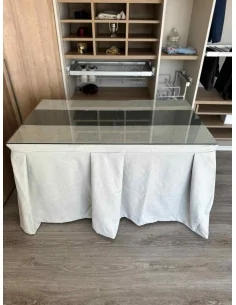 Ropa de Mesa Camilla Moderna Antimanchas color Gris Perla con Camino Marengo 2