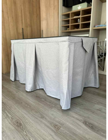 Ropa de Mesa Camilla Moderna Antimanchas color Gris Plata con Camino Gris Plata