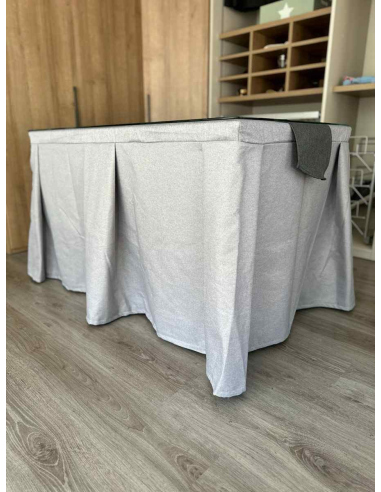 Ropa de Mesa Camilla Moderna Antimanchas color Gris Plata con Camino Marengo