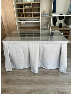 Ropa de Mesa Camilla Moderna Antimanchas color Gris Plata con Camino Marengo 2