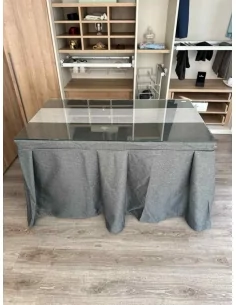 Ropa de Mesa Camilla Moderna Antimanchas color Marengo con Camino Gris Plata 2