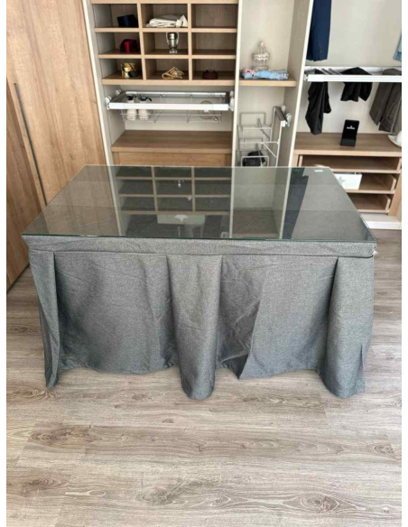 Ropa de Mesa Camilla Moderna Antimanchas color Marengo con Camino Marengo