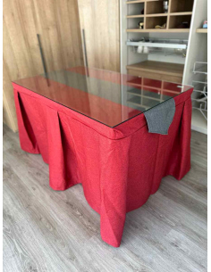 Ropa de Mesa Camilla Moderna Antimanchas color Rojo con Camino Marengo