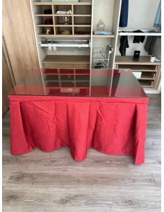 Ropa de Mesa Camilla Moderna Antimanchas color Rojo con Camino Chocolate 2