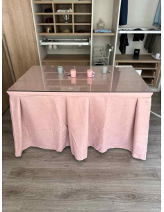 Ropa de Mesa Camilla Moderna Antimanchas color Rosa con Camino Rosa 2