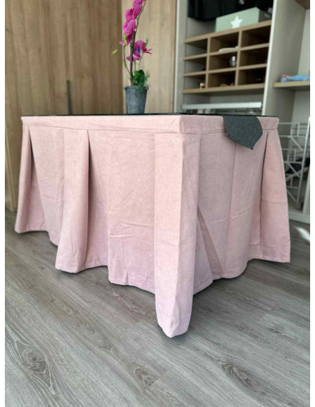 Ropa de Mesa Camilla Moderna Antimanchas color Rosa con Camino Marengo