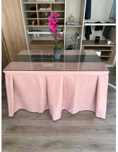 Ropa de Mesa Camilla Moderna Antimanchas color Rosa con Camino Marengo 2