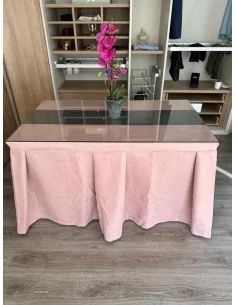 Ropa de Mesa Camilla Moderna Antimanchas color Rosa con Camino Marengo 2