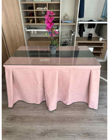 Ropa de Mesa Camilla Moderna Antimanchas color Rosa con Camino Marengo