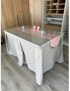 Ropa de Mesa Camilla Moderna Antimanchas color Visión con Camino Rosa