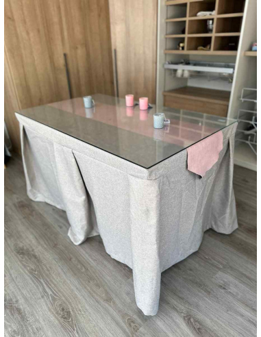 Ropa de Mesa Camilla Moderna Antimanchas color Visión con Camino Rosa