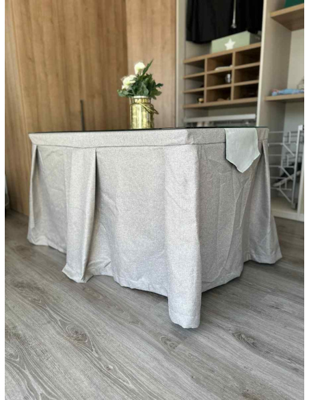Ropa de Mesa Camilla Moderna Antimanchas color Visión con Camino Gris Perla