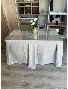 Ropa de Mesa Camilla Moderna Antimanchas color Visión con Camino Gris Perla 2