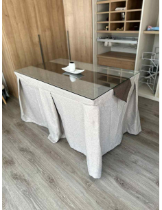 Ropa de Mesa Camilla Moderna Antimanchas color Visión con Camino Chocolate