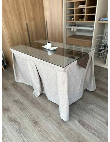 Ropa de Mesa Camilla Moderna Antimanchas color Visión con Camino Chocolate