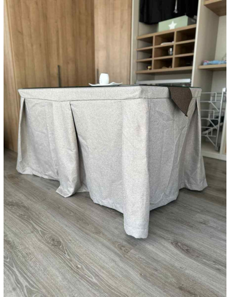 Ropa de Mesa Camilla Moderna Antimanchas color Visión con Camino Chocolate