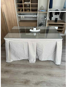 Ropa de Mesa Camilla Moderna Antimanchas color Visión con Camino Chocolate 2