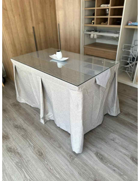 Ropa de Mesa Camilla Moderna Antimanchas color Visión con Camino Gris Plata