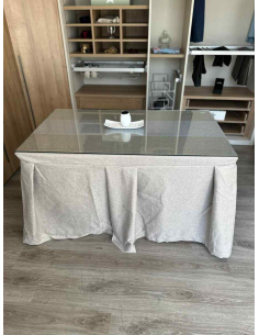 Ropa de Mesa Camilla Moderna Antimanchas color Visión con Camino Gris Plata 2