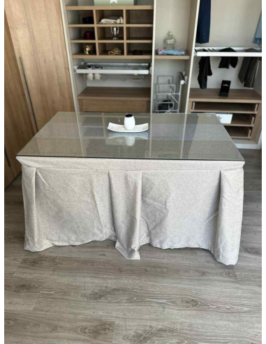 Ropa de Mesa Camilla Moderna Antimanchas color Visión con Camino Gris Plata