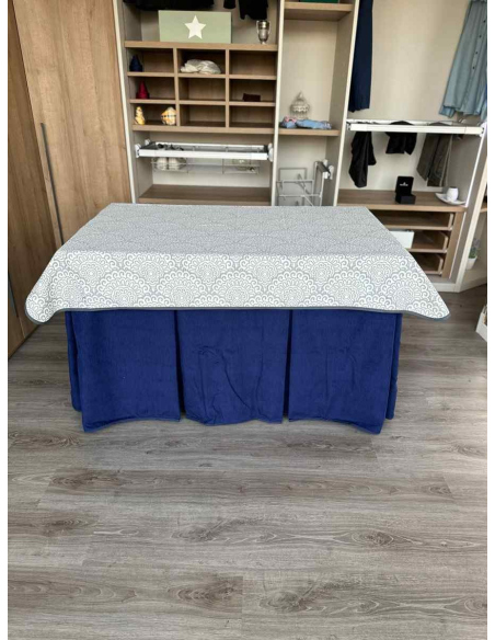 Conjunto Doble Grueso 10 Pliegues Azul con Tapete Sol