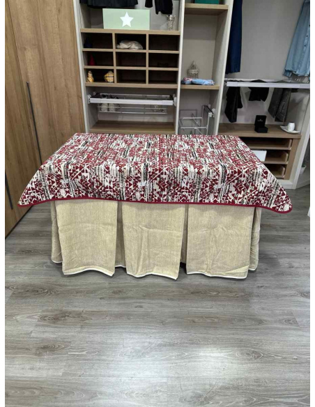 Conjunto Doble Grueso 10 Pliegues Beige con Tapete Mosaico