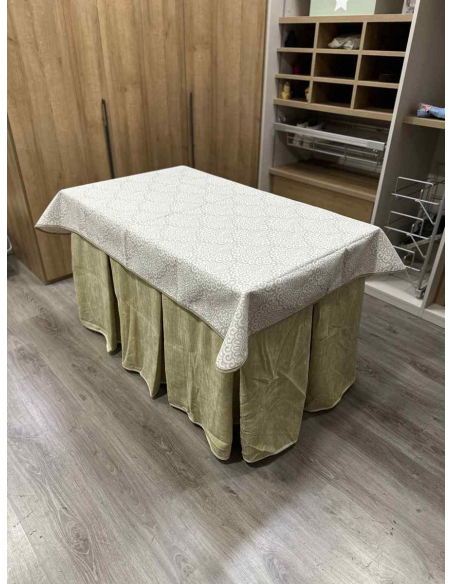 Conjunto Doble Grueso 10 Pliegues Beige con Tapete Amanecer