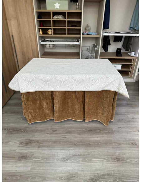 Conjunto Doble Grueso 10 Pliegues Café con Tapete Amanecer