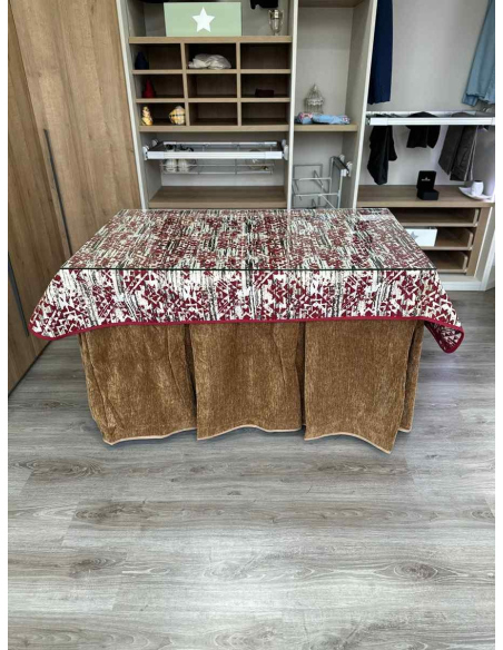 Conjunto Doble Grueso 10 Pliegues Café con Tapete Mosaico