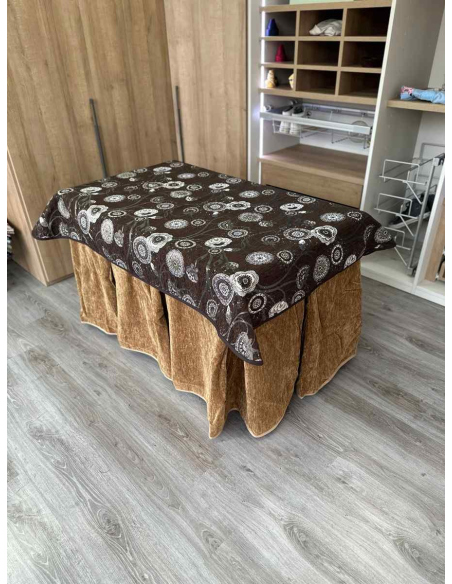 Conjunto Doble Grueso 10 Pliegues Café con Tapete Mandala