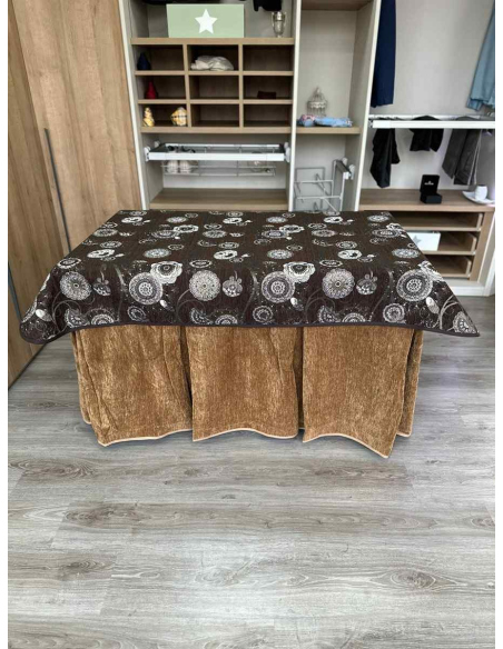 Conjunto Doble Grueso 10 Pliegues Café con Tapete Mandala