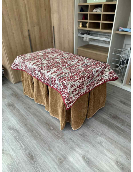 Conjunto Doble Grueso 10 Pliegues Café con Tapete Mosaico